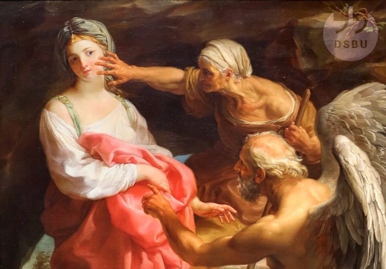 Иллюстрация к рассказу: Помпео Джироламо Батони, 'Время приказывает Старости уничтожить Красоту', 1746