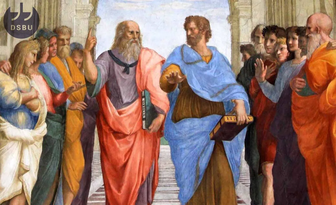 центральная часть знаменитой фрески Рафаэля 'Афинская школа'