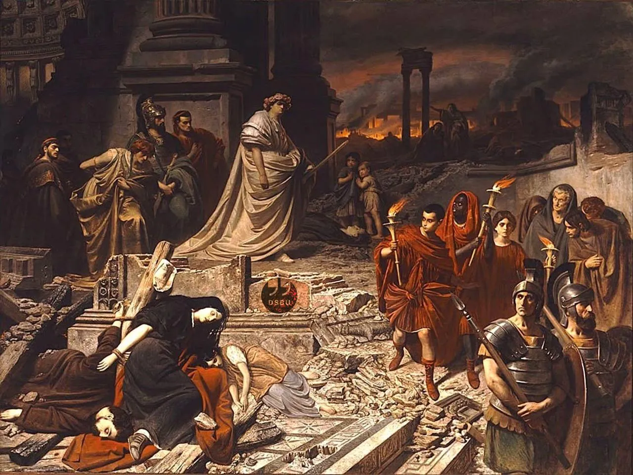 Иллюстрация: Карл Теодор фон Пилоти, 'Нерон, любующийся горящим Римом', 1861