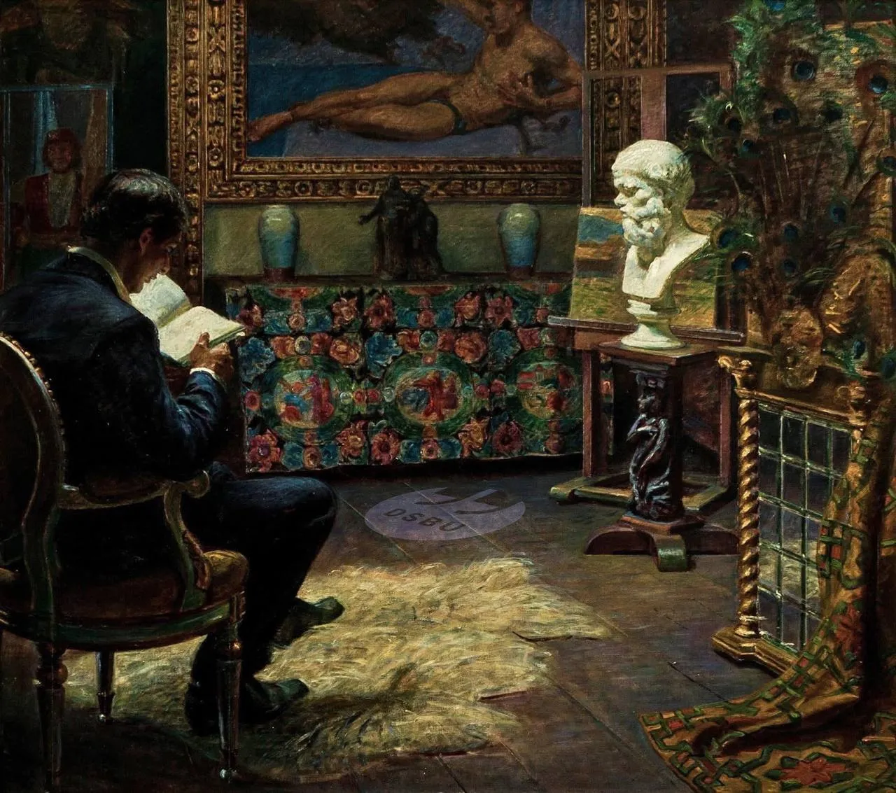 Иллюстрация: Кристиан Цартман, “Интерьер с читающим мужчиной”, 1912
